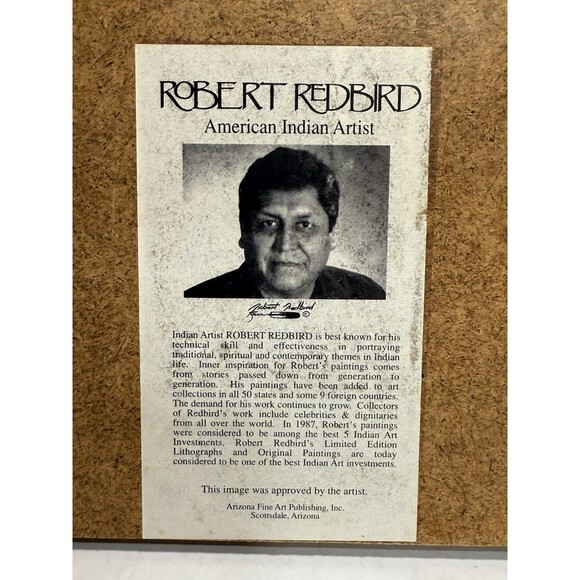 ROBERT REDBIRD JR "THE WATER WOMAN" ACRYLIC ART OVER WOOD - Picture 4 of 9